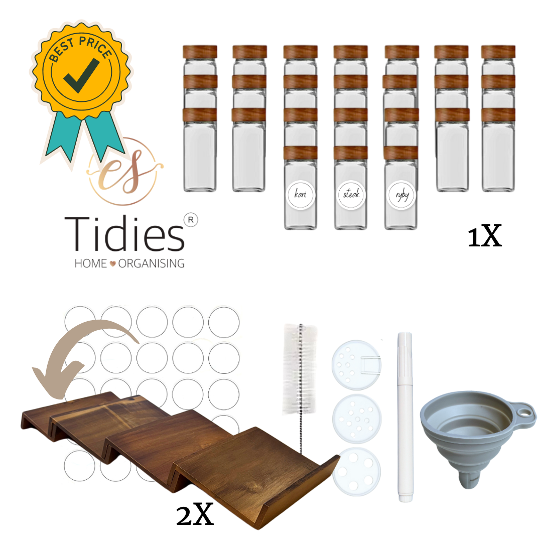 Tidies – Set – Tidies spice jars acacia + 2 x Tidies acacia