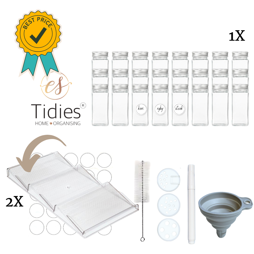 Tidies – Set – Tidies spice jars ALU + 2 x iDesign spice jar
