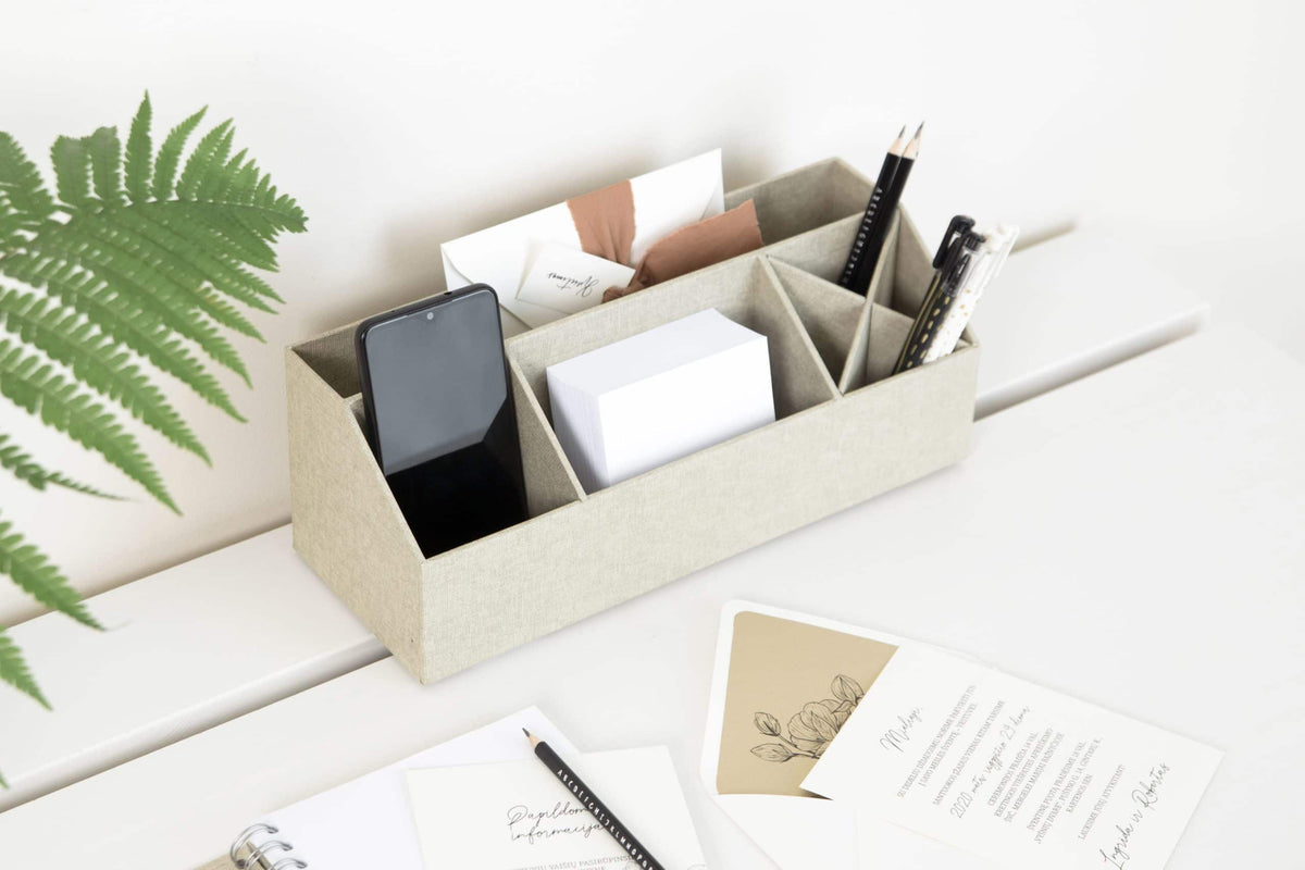 Bigso Box of Sweden – Elisa – desk organizer – linen – detail view 4