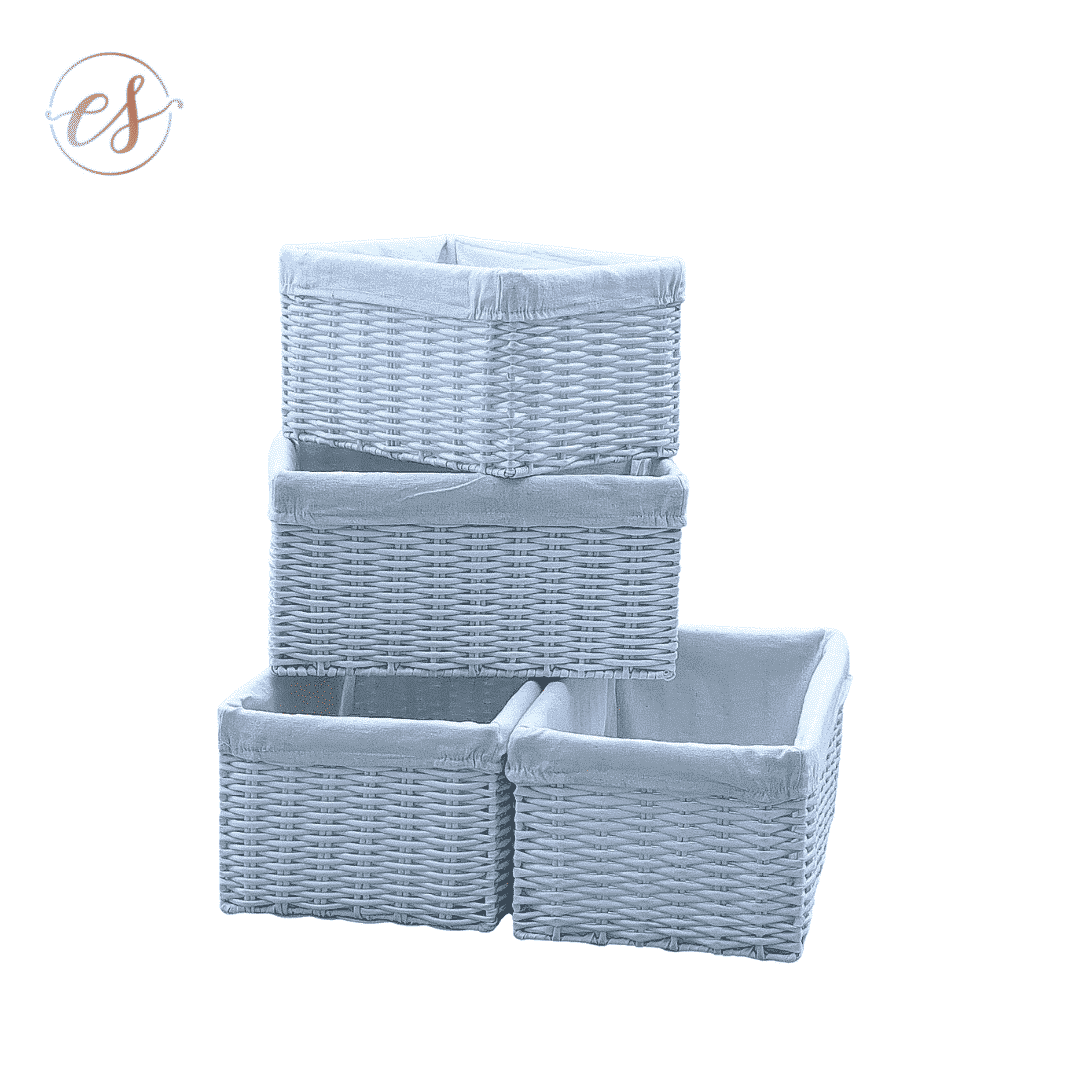 Tidies – White woven basket – Set of 4
