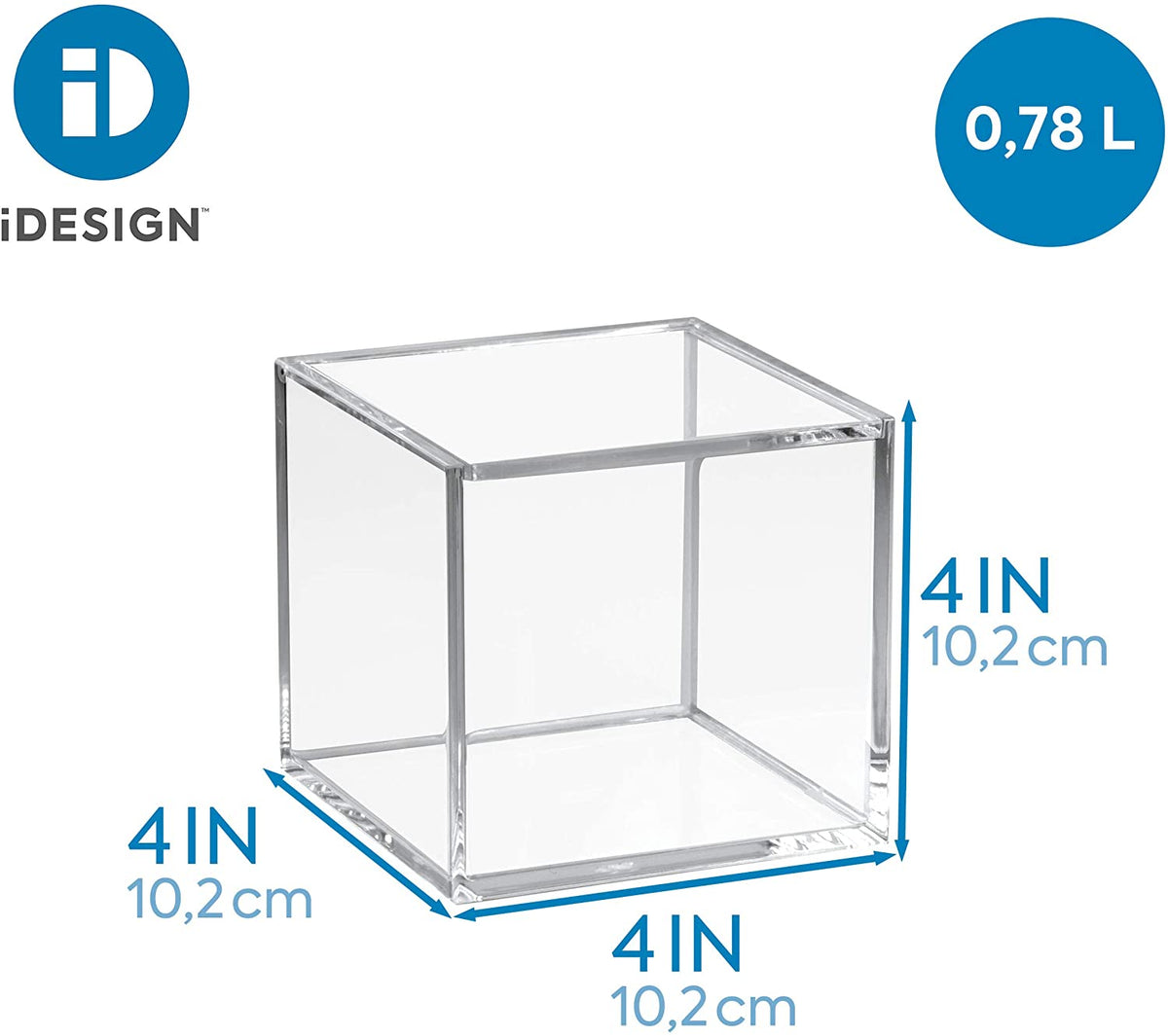 iDesign – Organizer box with Lid Clarity – 10.2x10.2x10.2 – – detail view 2