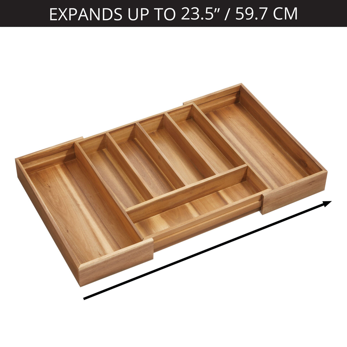 iDesign – Acacia pull-out drawer organizer – 40274 – detail view 3