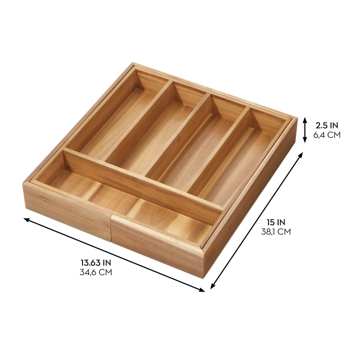 iDesign – Acacia pull-out drawer organizer – 40274 – detail view 2