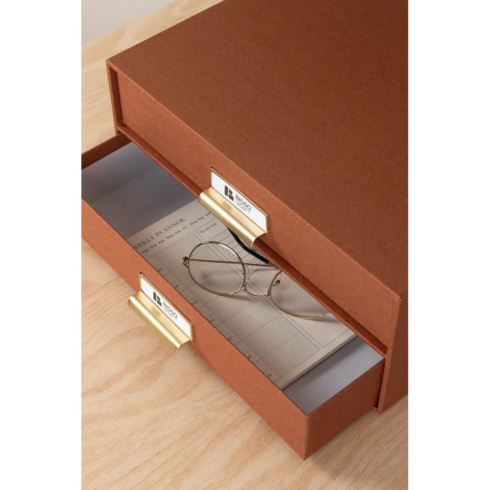 Bigso Box of Sweden – BIRGER – 2-drawer document – sienna – detail view 2