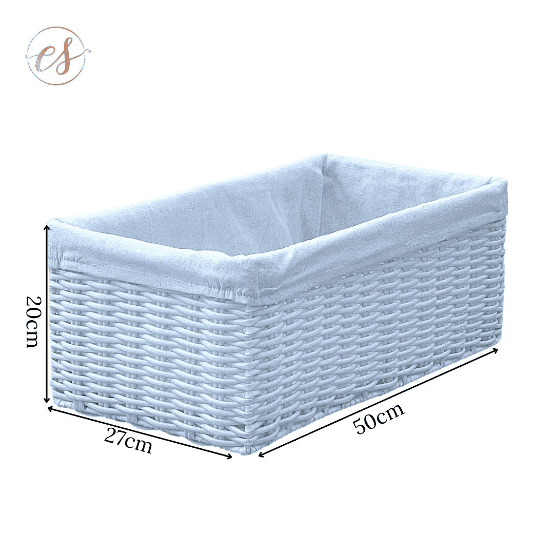 Tidies – White woven basket – L – detail view 2