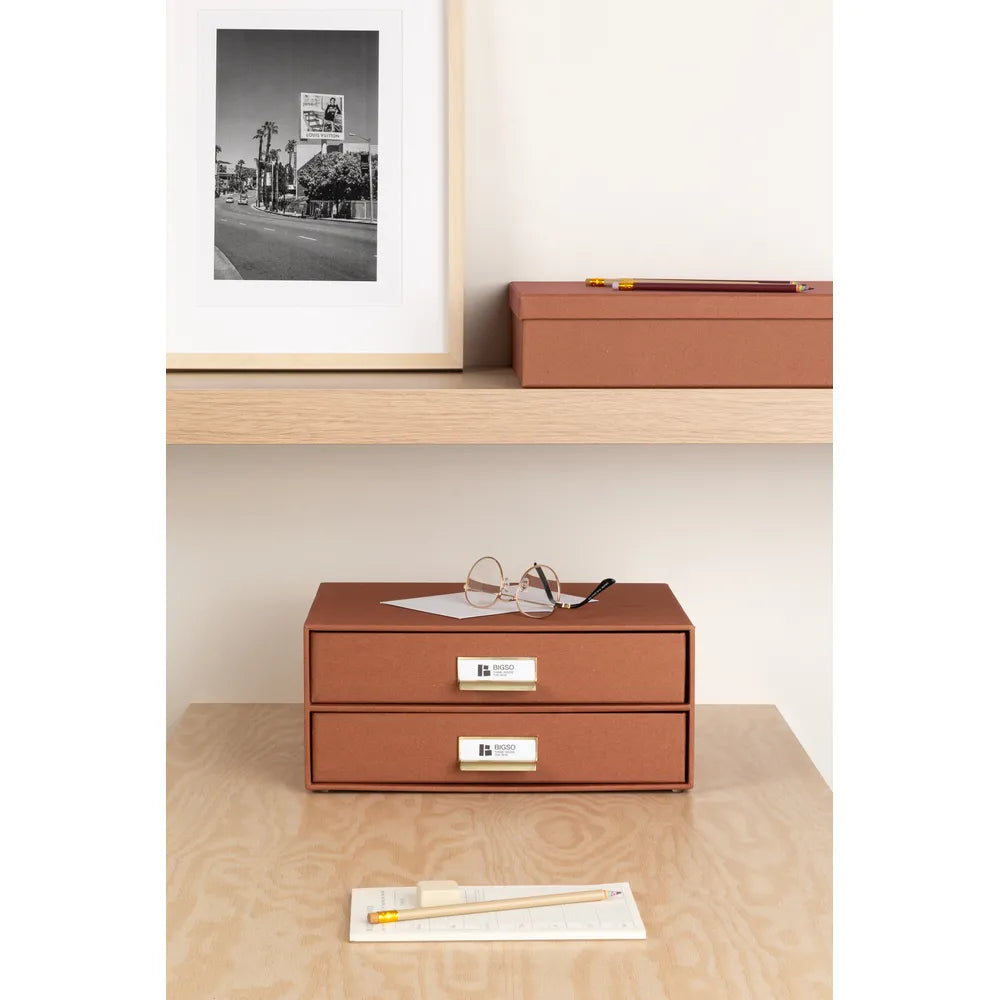 Bigso Box of Sweden – BIRGER – 2-drawer document – sienna – detail view 3