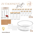 Tidies – Set – 15 pieces spice jars, labels and Lazy Susan