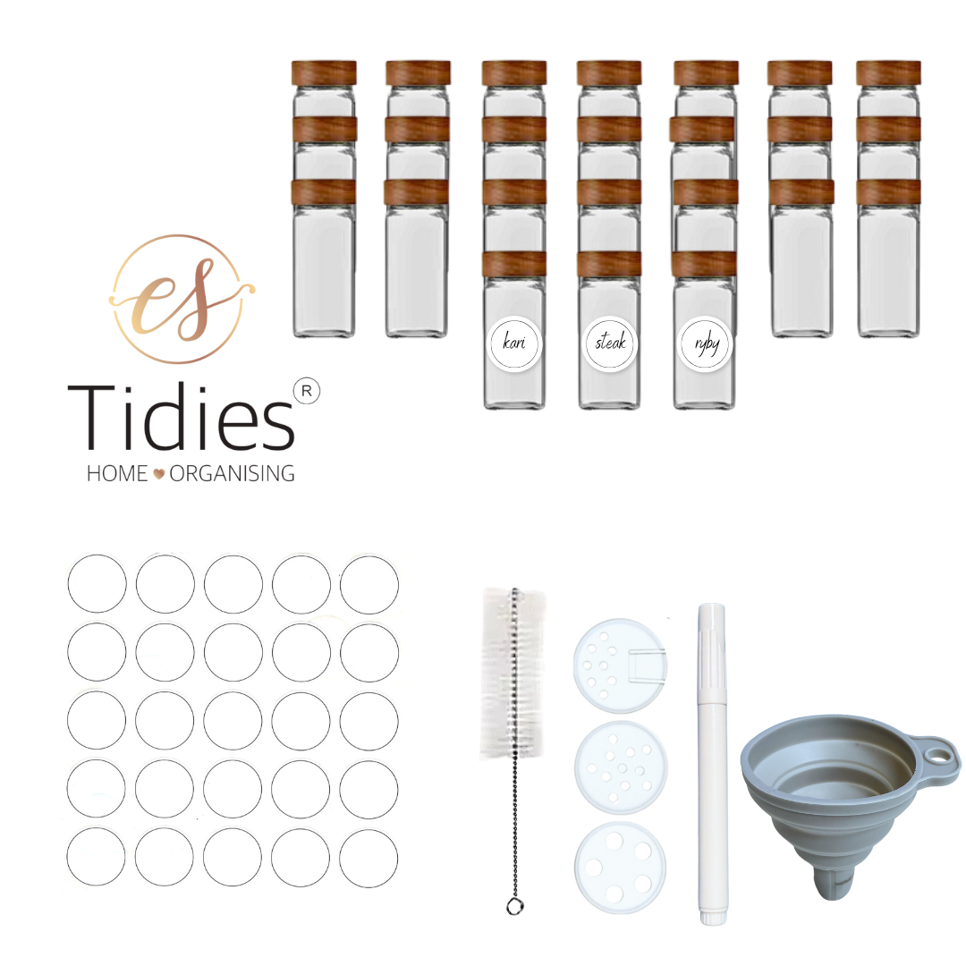 Tidies – Spice jars – Set 12/24 pcs glass spice jars – detail view 2