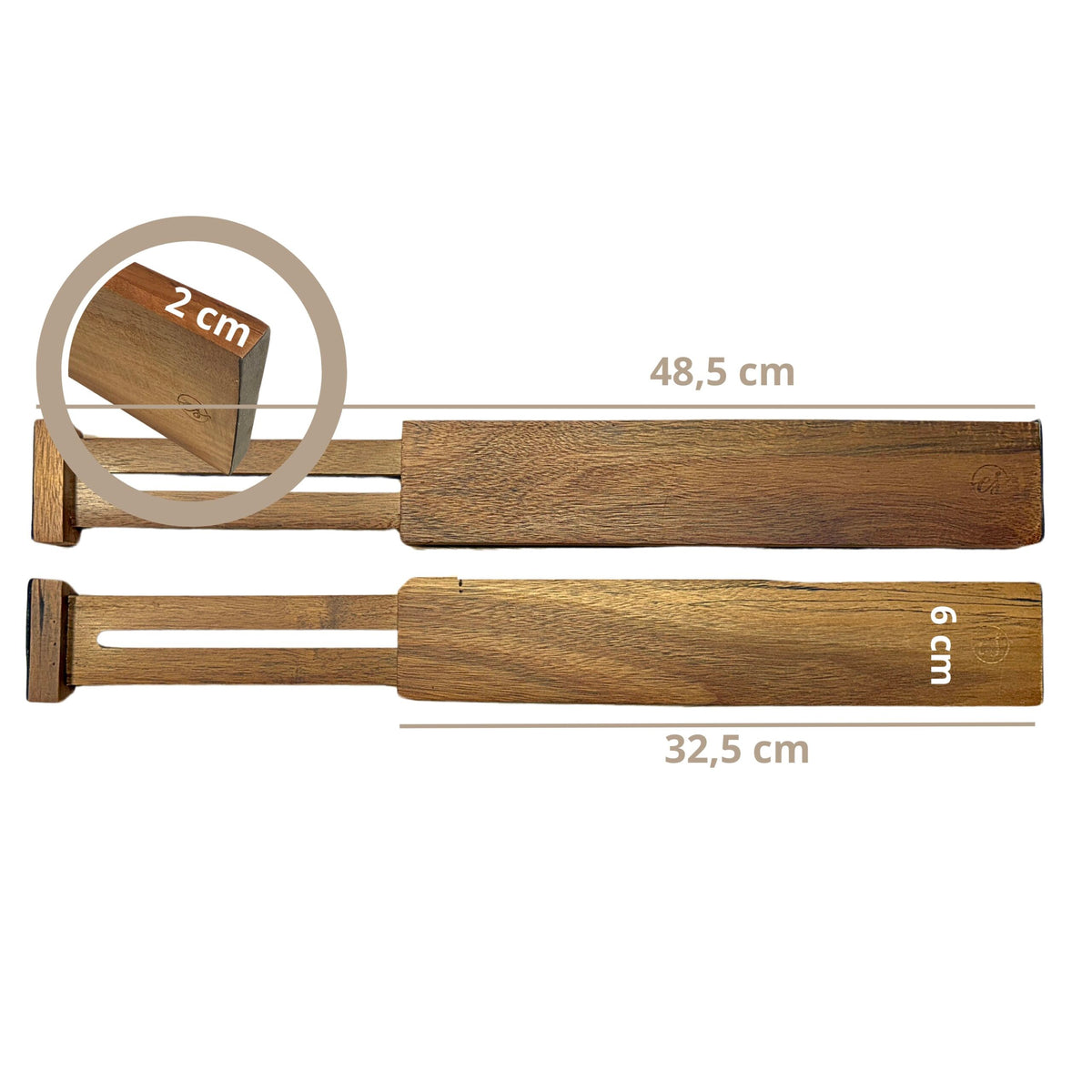 Tidies – Drawer divider acacia low/short – N50 – detail view 2