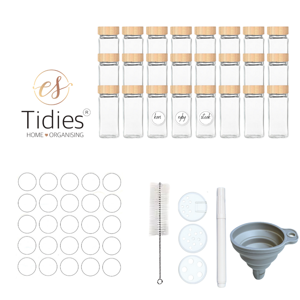 Tidies – Spice jars – Set 12/24 pcs glass spice jars – detail view 3