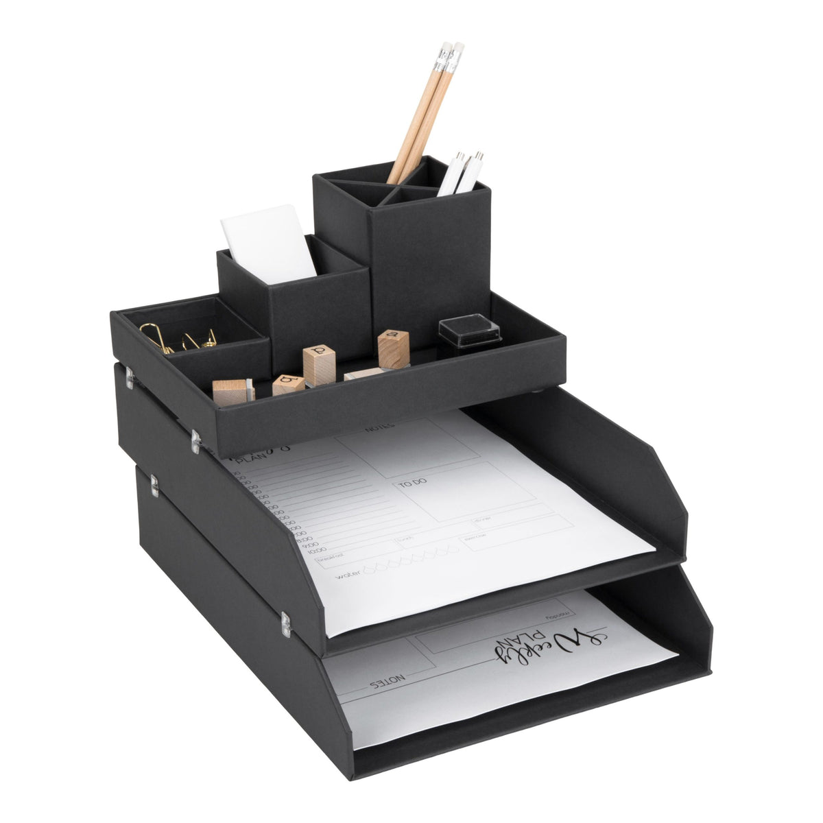 Bigso HAKAN Desktop Document Trays – Dark Grey – detail view 4