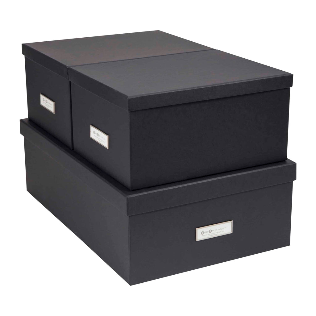 Bigso INGE Set of 3 Document Boxes – Dark Grey