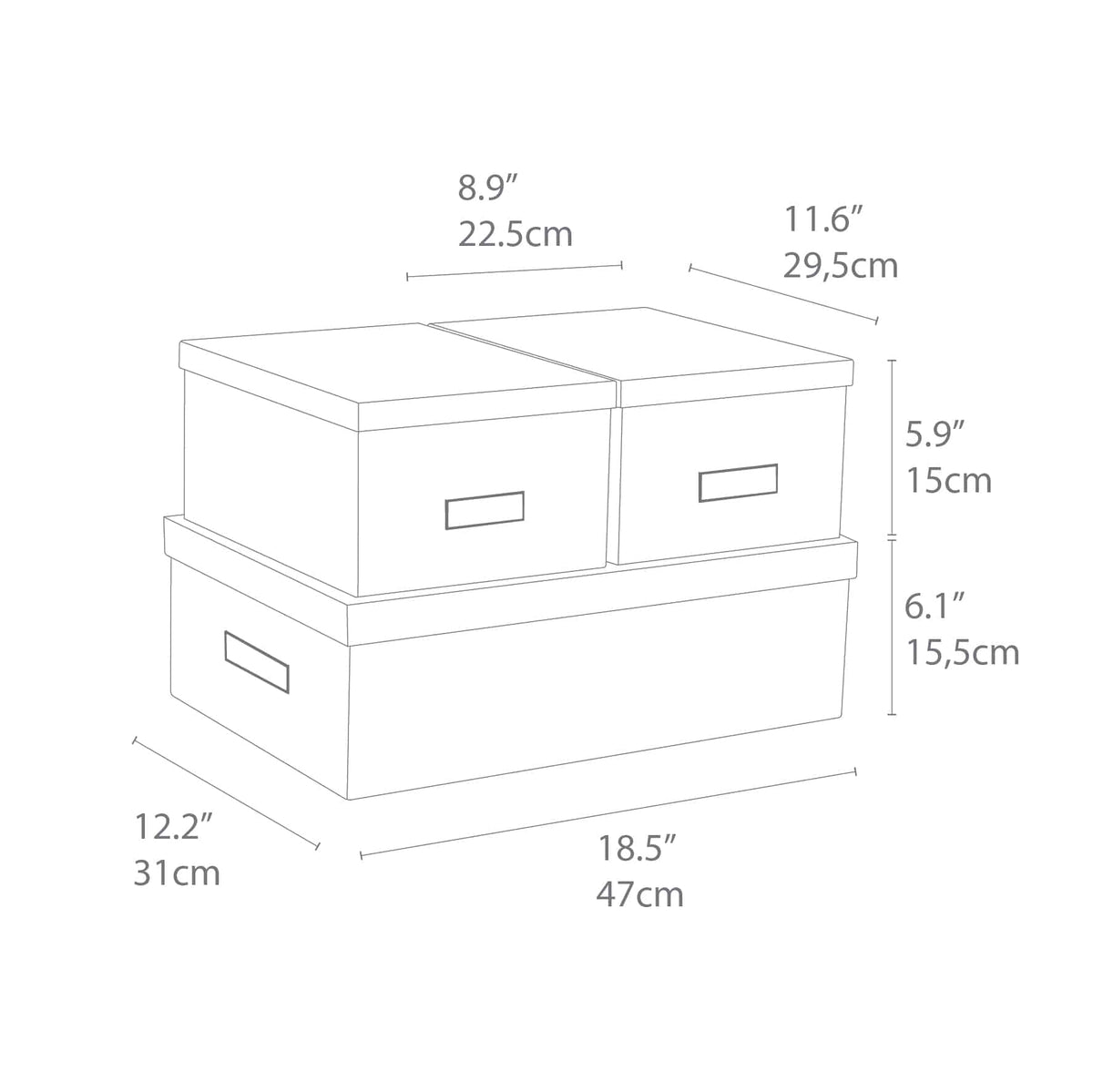 Bigso INGE Set of 3 Document Boxes – Dark Grey – detail view 2