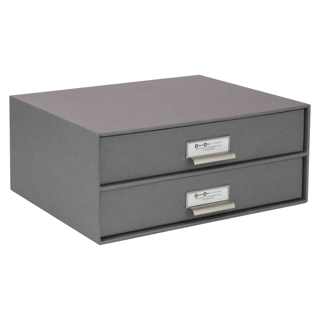 Bigso BIRGER 2-Drawer Document Box – Light Grey