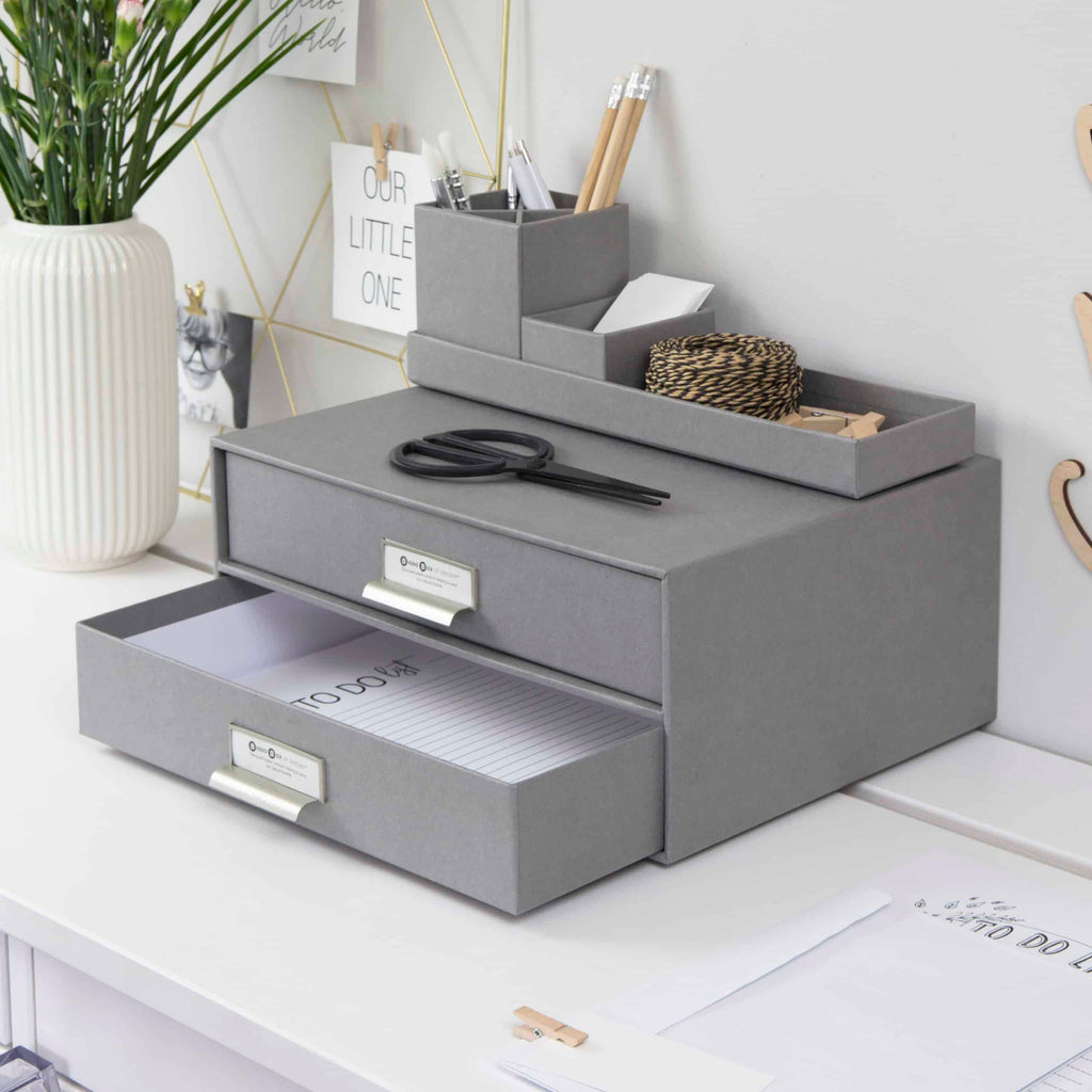 Bigso BIRGER 2-Drawer Document Box – Light Grey – detail view 5