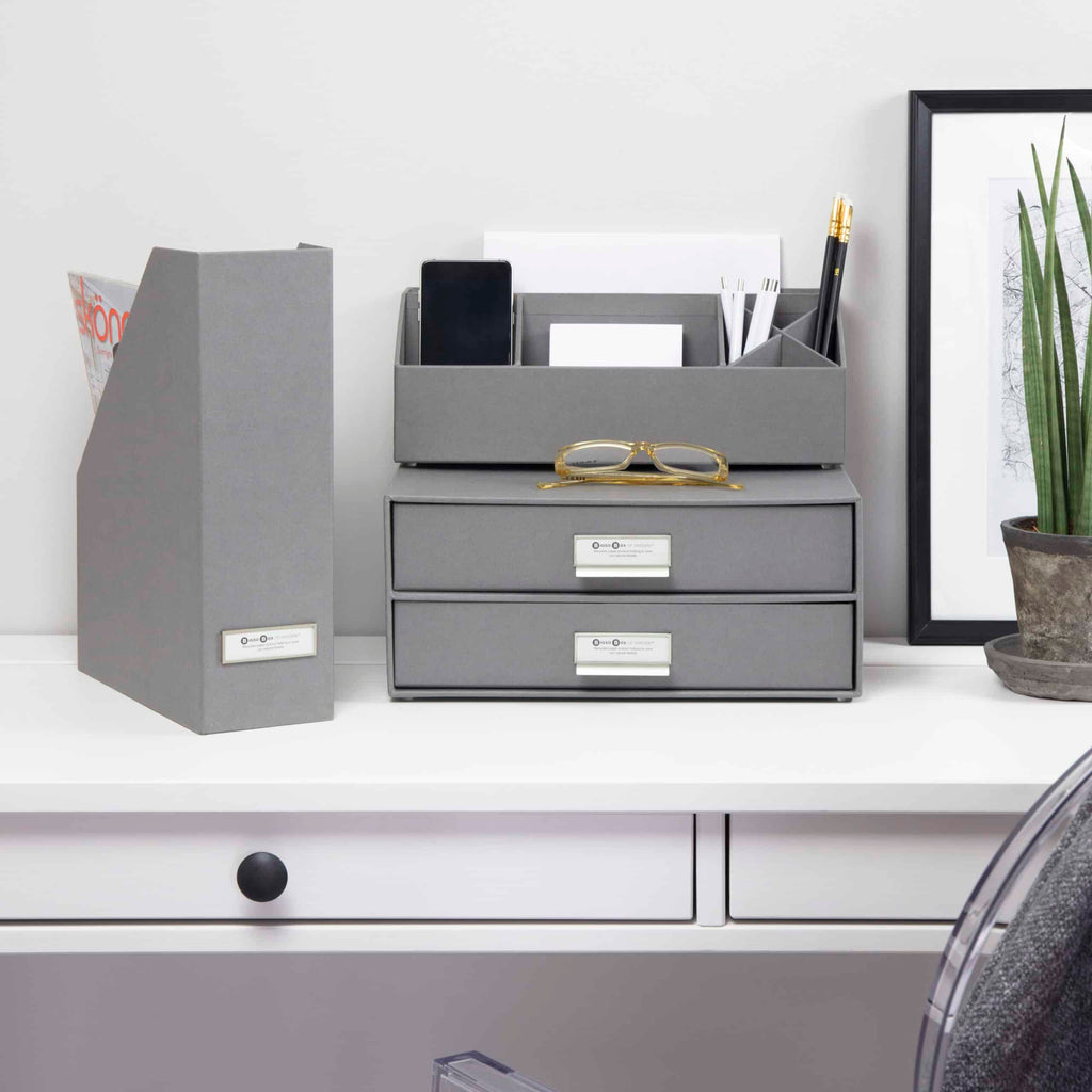 Bigso BIRGER 2-Drawer Document Box – Light Grey – detail view 6