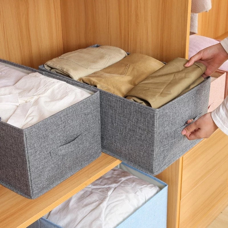 Tidies – Storage box for wardrobe fabric grey – detail view 4