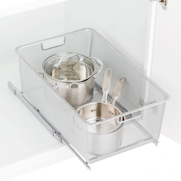 Elfa – Perforated basket 42.7x52.7x8.5 platinum – 145188 – detail view 4