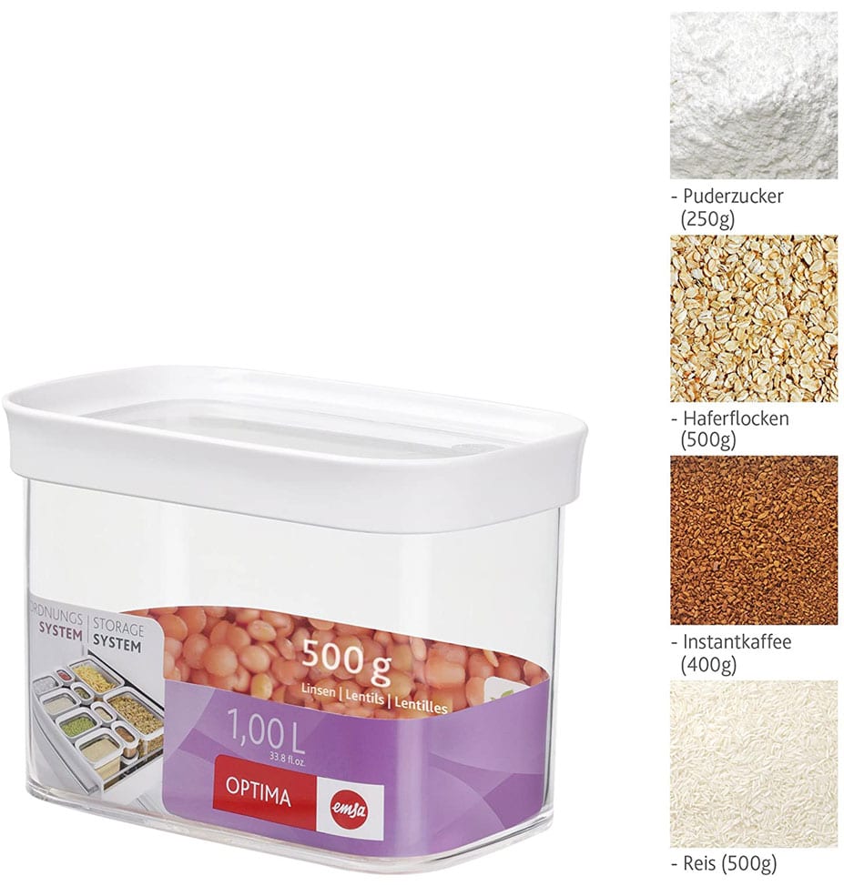 Emsa – Dry Food Container OPTIMA, rectangular, tall, 1.0 L