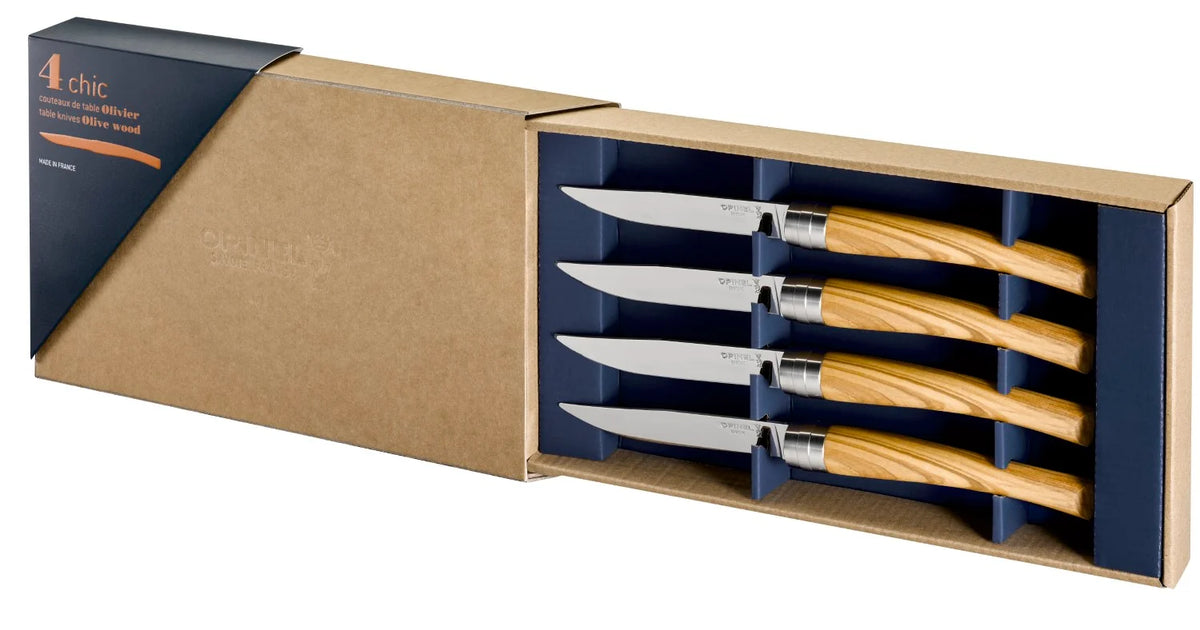 Sada steakových nožov Opinel Table Chic Olive Wood, 4 kusy 002481
