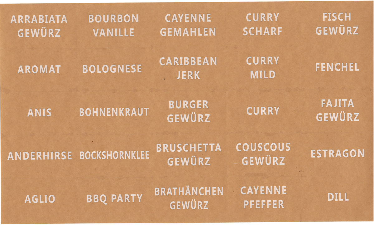 Tidies – 280 labels for spice jars – DE – detail view 2